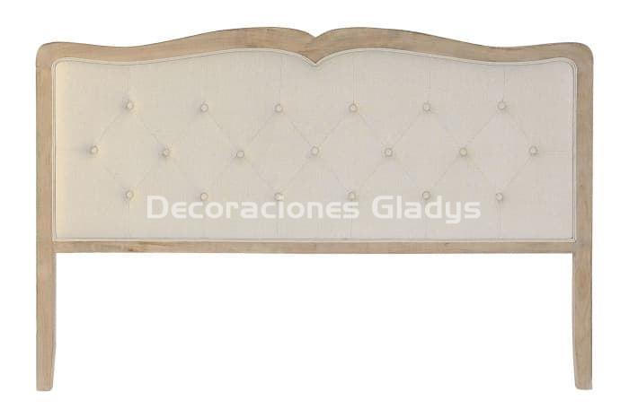 CABECERO CAMA LINO RUBBERWOOD  BEIG - Imagen 1