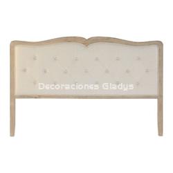 CABECERO CAMA LINO RUBBERWOOD  BEIG - Imagen 1