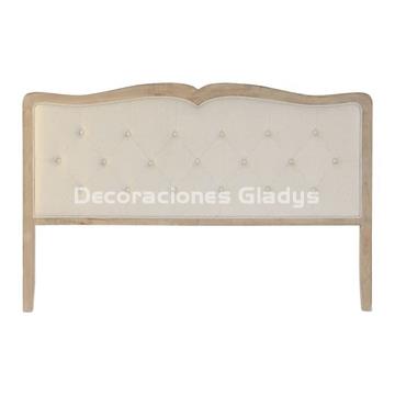 CABECERO CAMA LINO RUBBERWOOD  BEIG - Imagen 1
