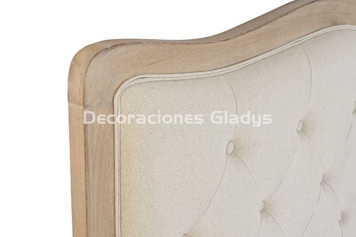 CABECERO CAMA LINO RUBBERWOOD  BEIG - Imagen 2