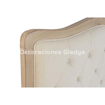 CABECERO CAMA LINO RUBBERWOOD  BEIG - Imagen 2