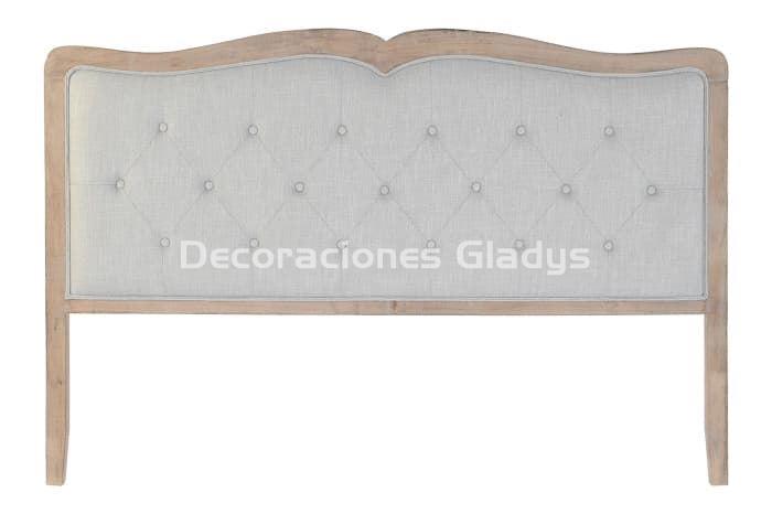 CABECERO CAMA LINO RUBBERWOOD  GRIS - Imagen 1