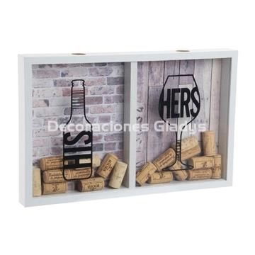 CAJA MADERA CRISTAL  TAPONES BLANCO - Imagen 1