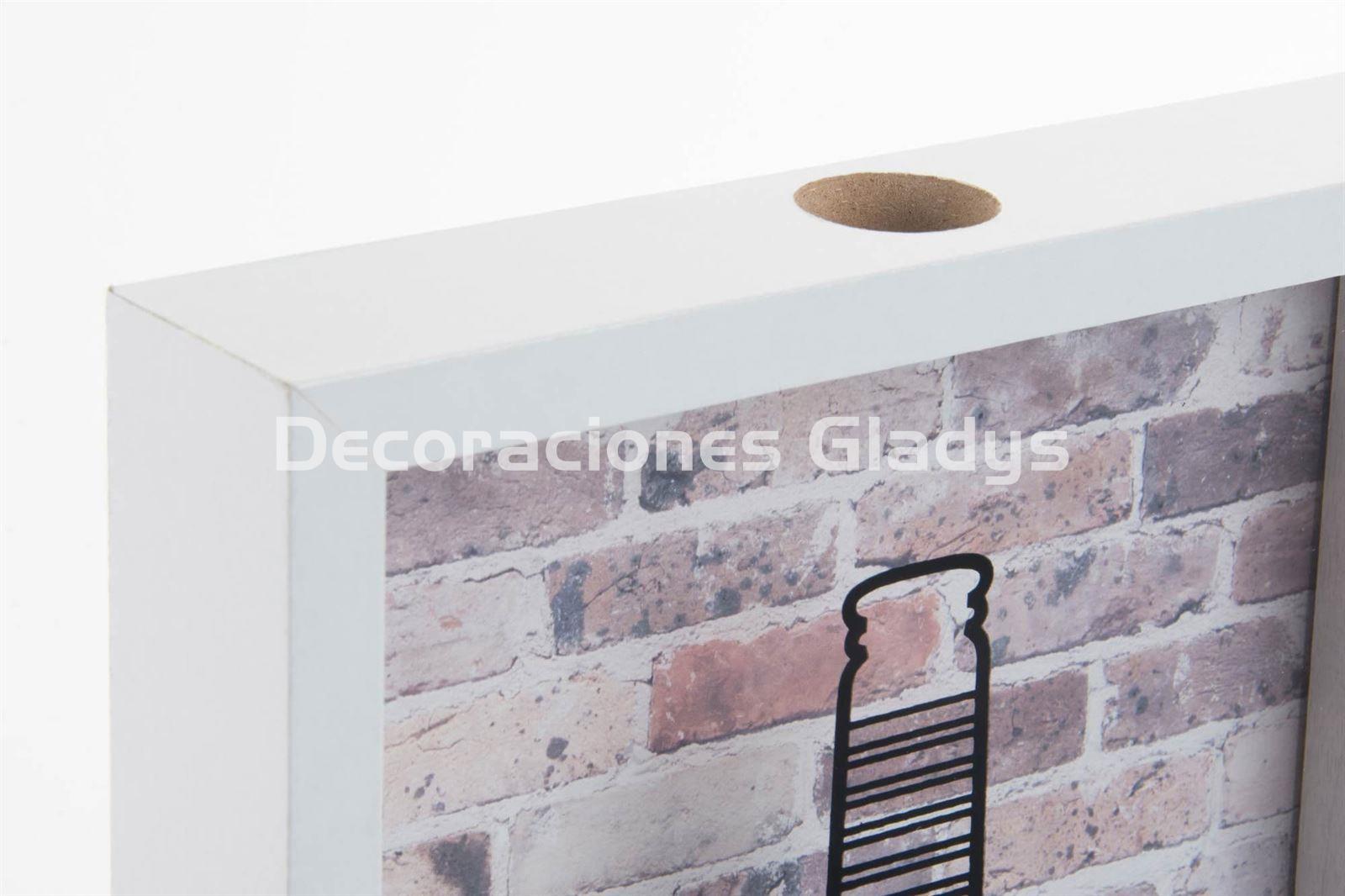 CAJA MADERA CRISTAL TAPONES BLANCO - Imagen 2