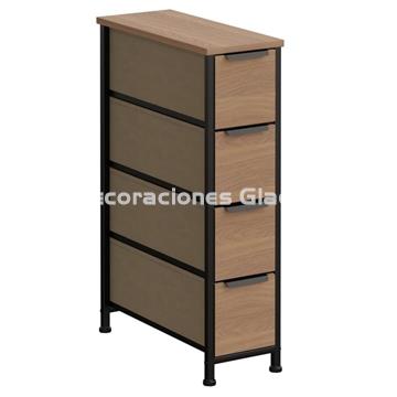 CAJONERA ESTRECHA 4 CAJONES COLOR ROBLE SOHO -KIT - Imagen 1