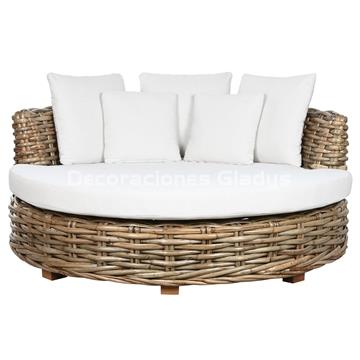 CAMA CHILL OUT RATAN  COLCHON Y 5COJIN - Imagen 1