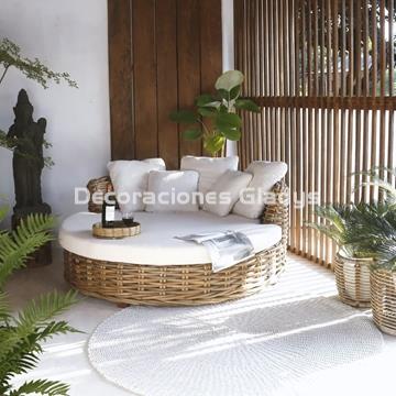 CAMA CHILL OUT RATAN  COLCHON Y 5COJIN - Imagen 2