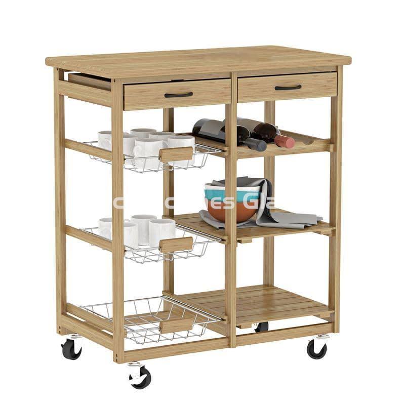 CARRO AUXILIAR COCINA DOBLE BAMBU -KIT