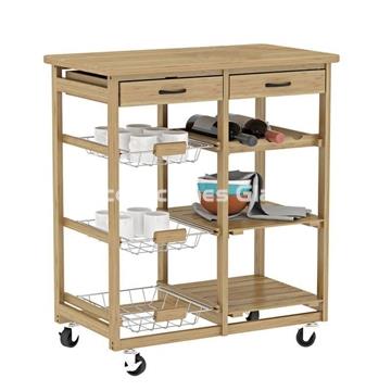 CARRO AUXILIAR COCINA DOBLE BAMBU -KIT - Imagen 1