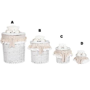 CESTA  MIMBRE TELA CON TAPA - Imagen 2