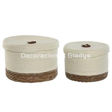 CESTA SET 2 FIBRA  CREMA - Imagen 1