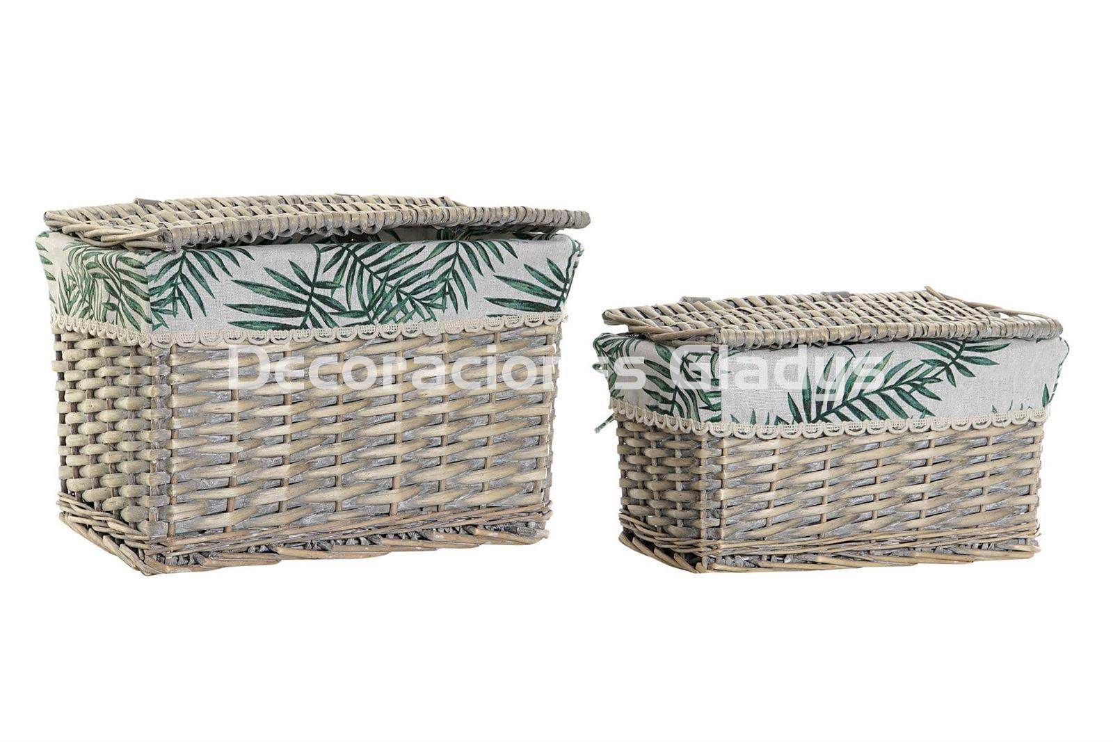 CESTA SET 2 MIMBRE POLIESTER  VERDE - Imagen 1