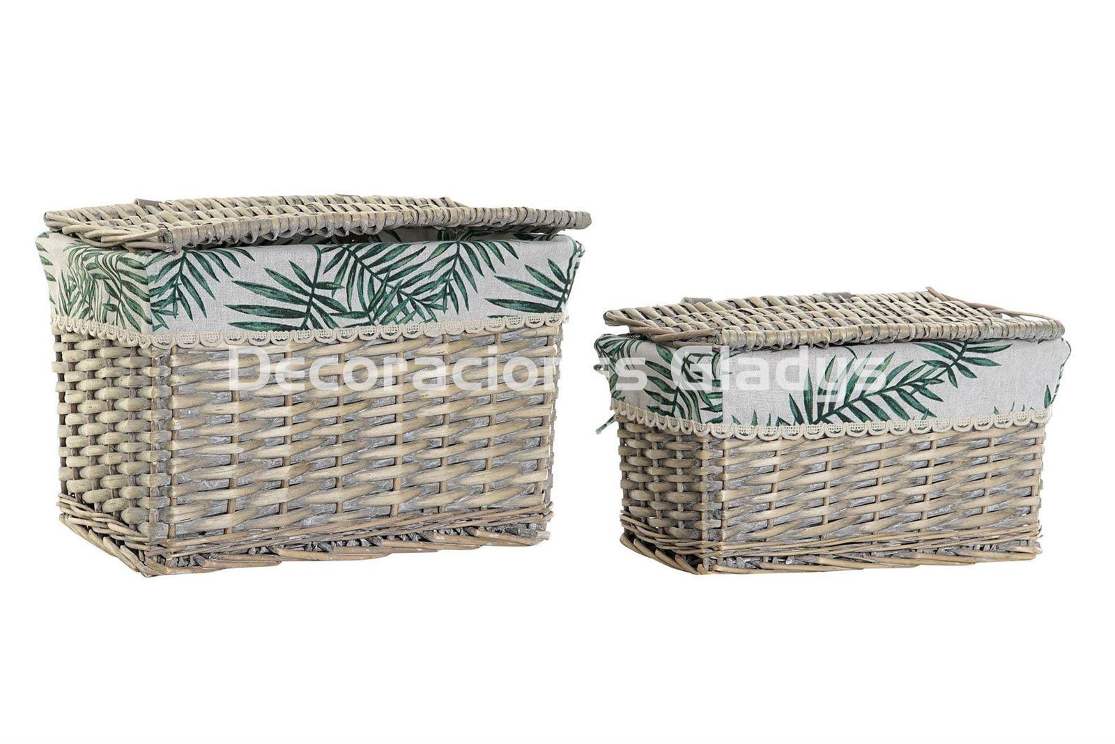 CESTA SET 2 MIMBRE POLIESTER VERDE - Imagen 1