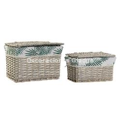 CESTA SET 2 MIMBRE POLIESTER  VERDE - Imagen 1