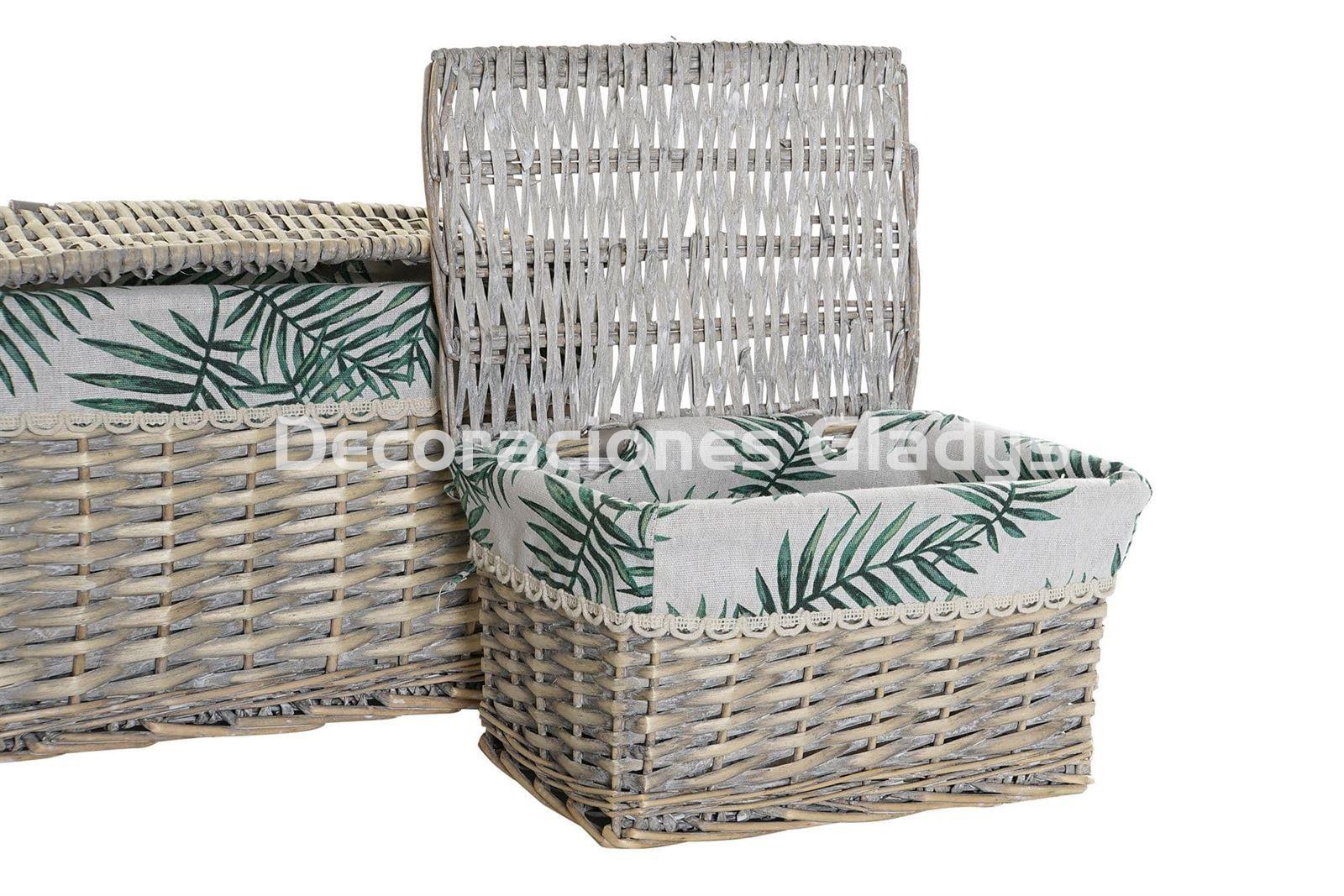 CESTA SET 2 MIMBRE POLIESTER VERDE - Imagen 2