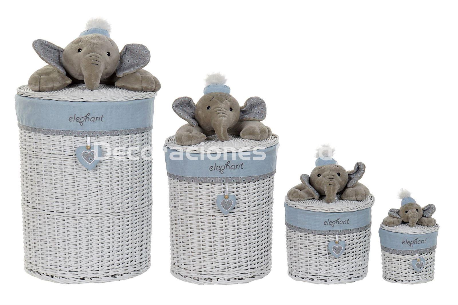 CESTA SET 4 MIMBRE POLIESTER ELEFANTE - Imagen 1