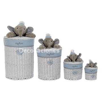CESTA SET 4 MIMBRE POLIESTER  ELEFANTE - Imagen 1