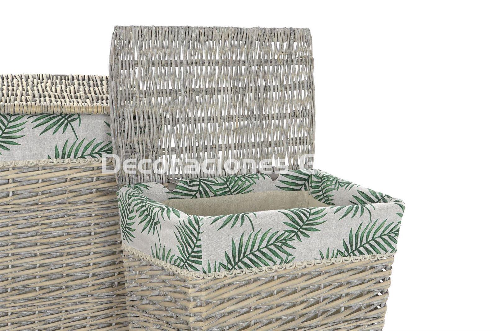 CESTA SET 5 MIMBRE POLIESTER VERDE - Imagen 3