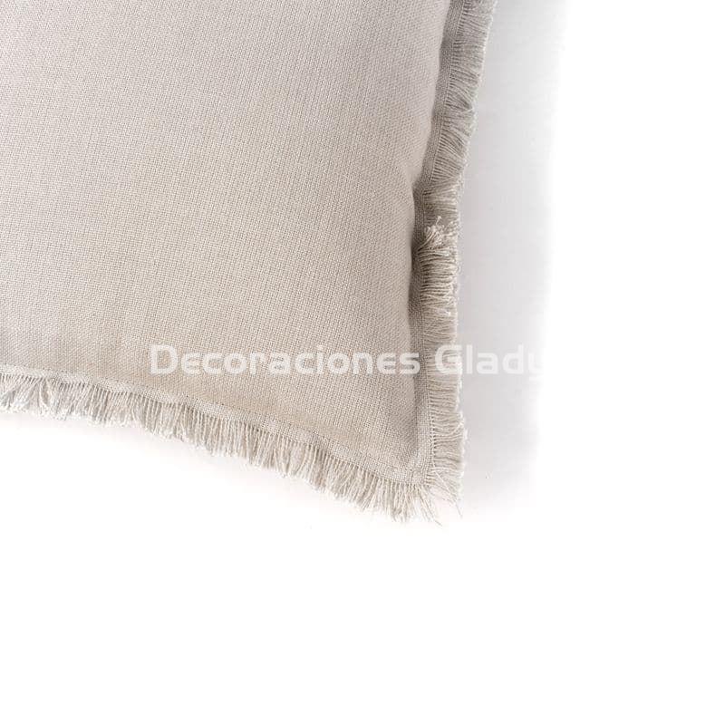 Funda cojín Algodón 60x60 flecos Beige