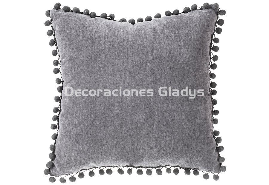 COJIN POMPONETES GRIS OSCURO - Imagen 1