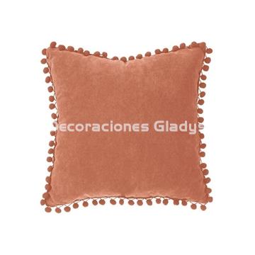 COJIN POMPONETES TERRACOTA - Imagen 1