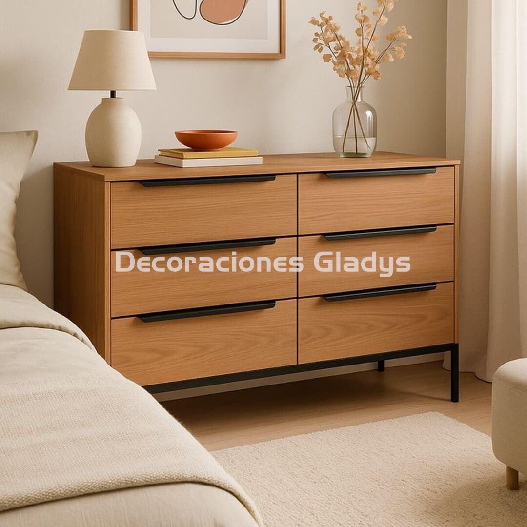 COMODA 6 CAJONES COLOR ROBLE SOHO -KIT - Imagen 1