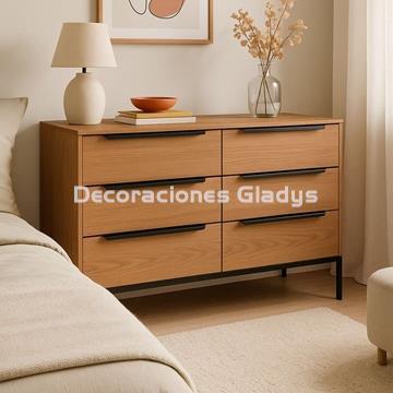 COMODA 6 CAJONES COLOR ROBLE SOHO -KIT - Imagen 1