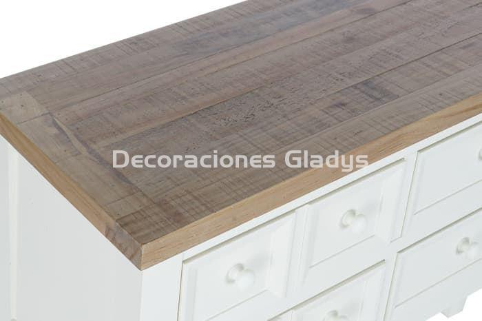 CONSOLA PAULOWNIA 10 CAJONES BEIGE - Imagen 2