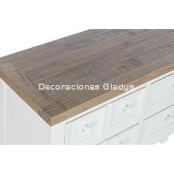 CONSOLA PAULOWNIA 10 CAJONES BEIGE - Imagen 2