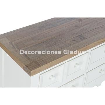 CONSOLA PAULOWNIA 10 CAJONES BEIGE - Imagen 2