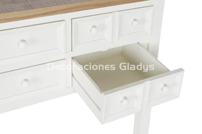 CONSOLA PAULOWNIA 10 CAJONES BEIGE - Imagen 4