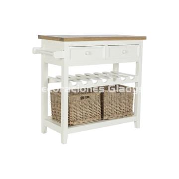 CONSOLA PAULOWNIA MIMBRE  BOTELLERO - Imagen 1