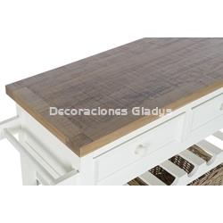 CONSOLA PAULOWNIA MIMBRE  BOTELLERO - Imagen 2