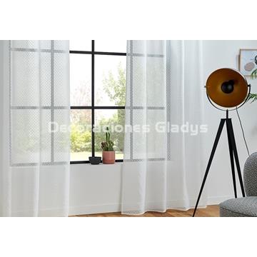 CORTINA CONFECCIONADA CUADRADITO BLANCO - Imagen 2