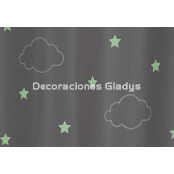 CORTINA CONFECCIONADA FOSFORESCENTE CIELO GRIS - Imagen 2