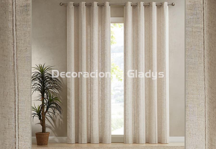 ✓ Cortina Ollaos Lino, Cortinas con Visillos Salón