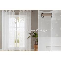 CORTINA CONFECCIONADA POMPONES NATURE - Imagen 1