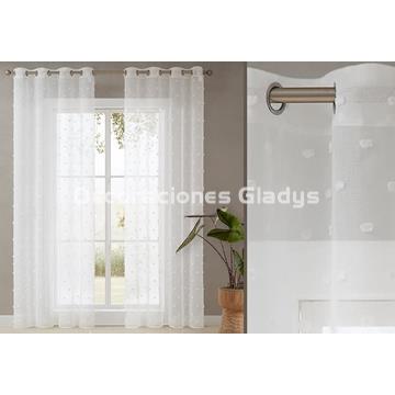 CORTINA CONFECCIONADA POMPONES NATURE - Imagen 1