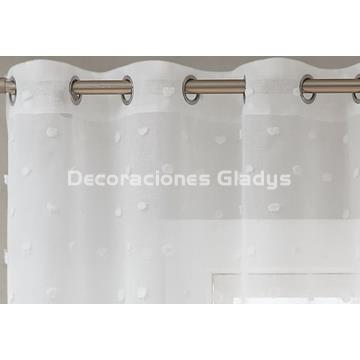 CORTINA CONFECCIONADA POMPONES NATURE - Imagen 2