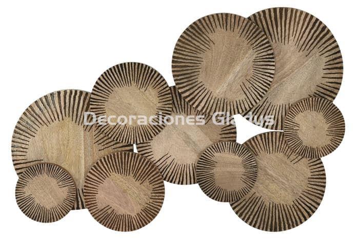 DECORACION PARED MANGO  CIRCULOS NATURAL - Imagen 1