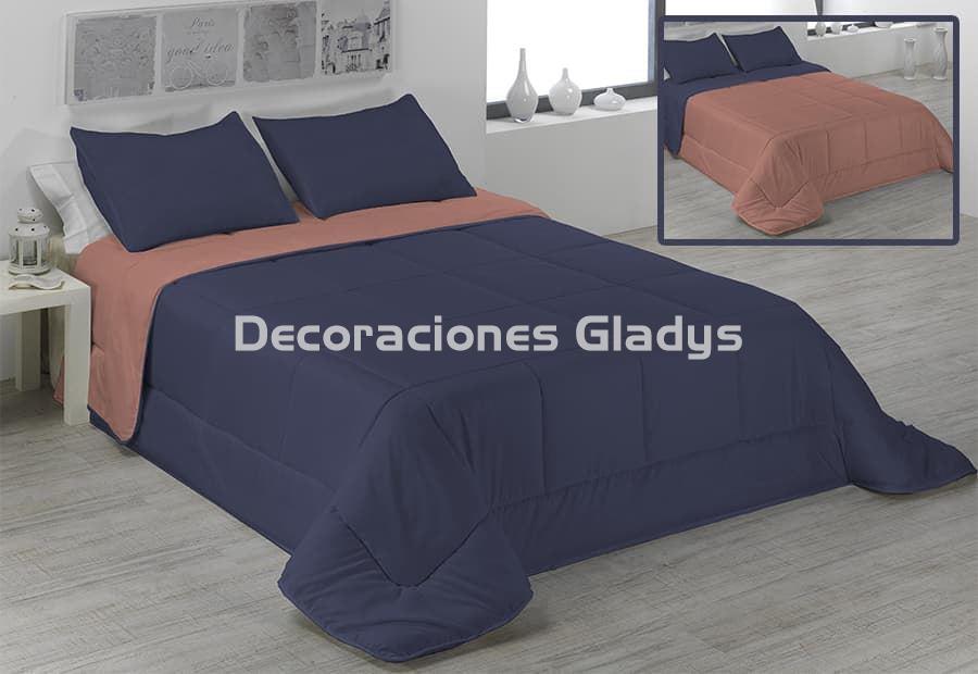 EDREDON NORDICO BICOLOR MARINO-CORAL - Imagen 1
