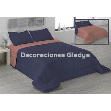 EDREDON NORDICO BICOLOR MARINO-CORAL - Imagen 1