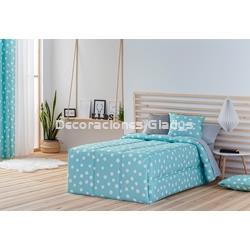 EDREDRON CONFORT TOPOS TURQUESA - Imagen 1