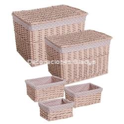 JGO.3 CESTAS 2BAULES MIMBRE ESTRELLAS ROSA - Imagen 1