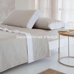 JUEGO DE SABANAS 100% ALGODÓN LETI BEIG - Imagen 1