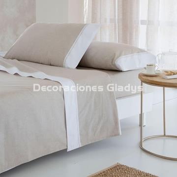 JUEGO DE SABANAS 100% ALGODÓN LETI BEIG - Imagen 1