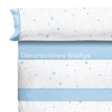 JUEGO DE SABANAS  KALO BLANCO-AZUL - Imagen 1