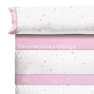 JUEGO DE SABANAS  KALO BLANCO-ROSA - Imagen 1