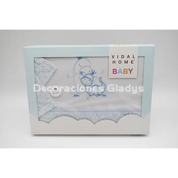 JUEGO DE SABANAS TELA 289 BLANCO/AZUL - Imagen 1