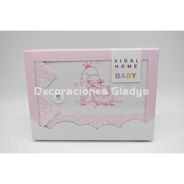 JUEGO DE SABANAS TELA 289 BLANCO/ROSA - Imagen 1